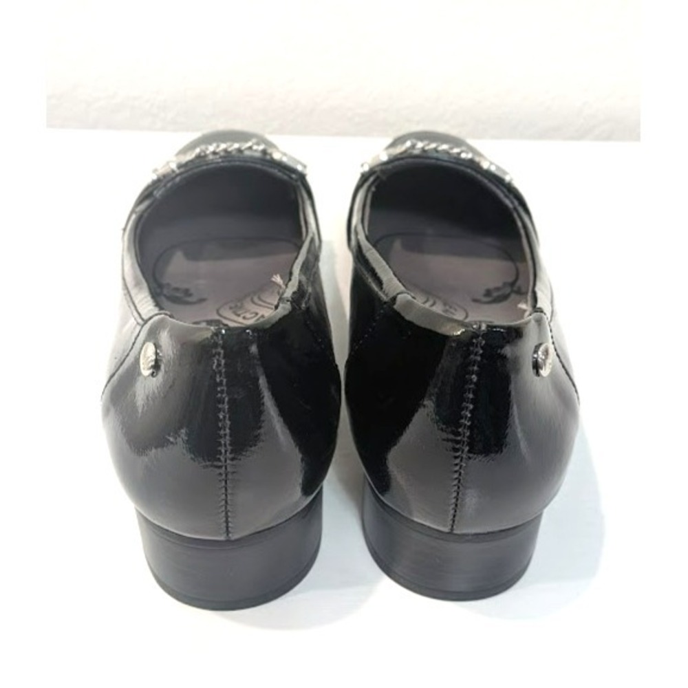 Black Patent Block Heel Loafer Silver Chain Y2K LifeStride Women 10M Soft System - Picture 5 of 7